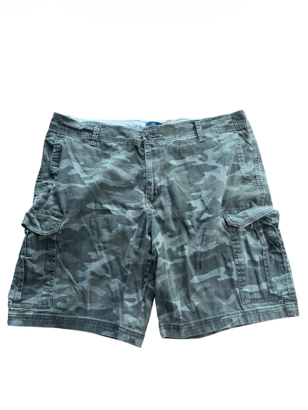 George Mens Size 38 Green Camo Camouflage Flap Pocket Casual Cotton Cargo Short